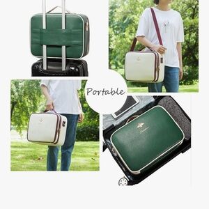 Green and Cream Compact Travel Crossbody Bag -